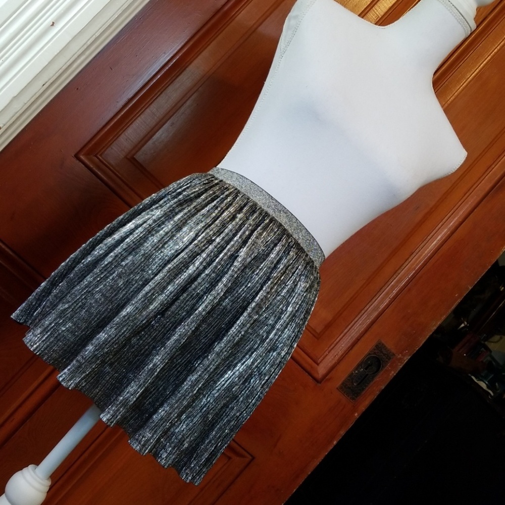 PUNK GOTH SKATER TOTAL GIRL SILVER BLACK SKIRT